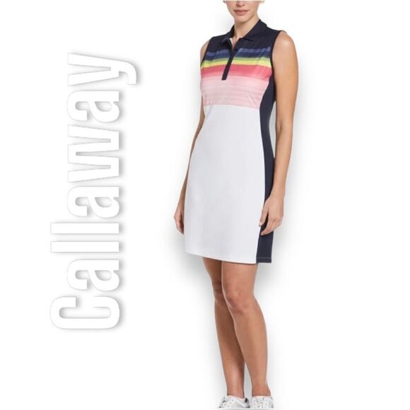 Callaway OPTI•DRI™ Golf Dress Sun Protection 50UPF Brilliant White Women’s Large - Picture 1 of 14
